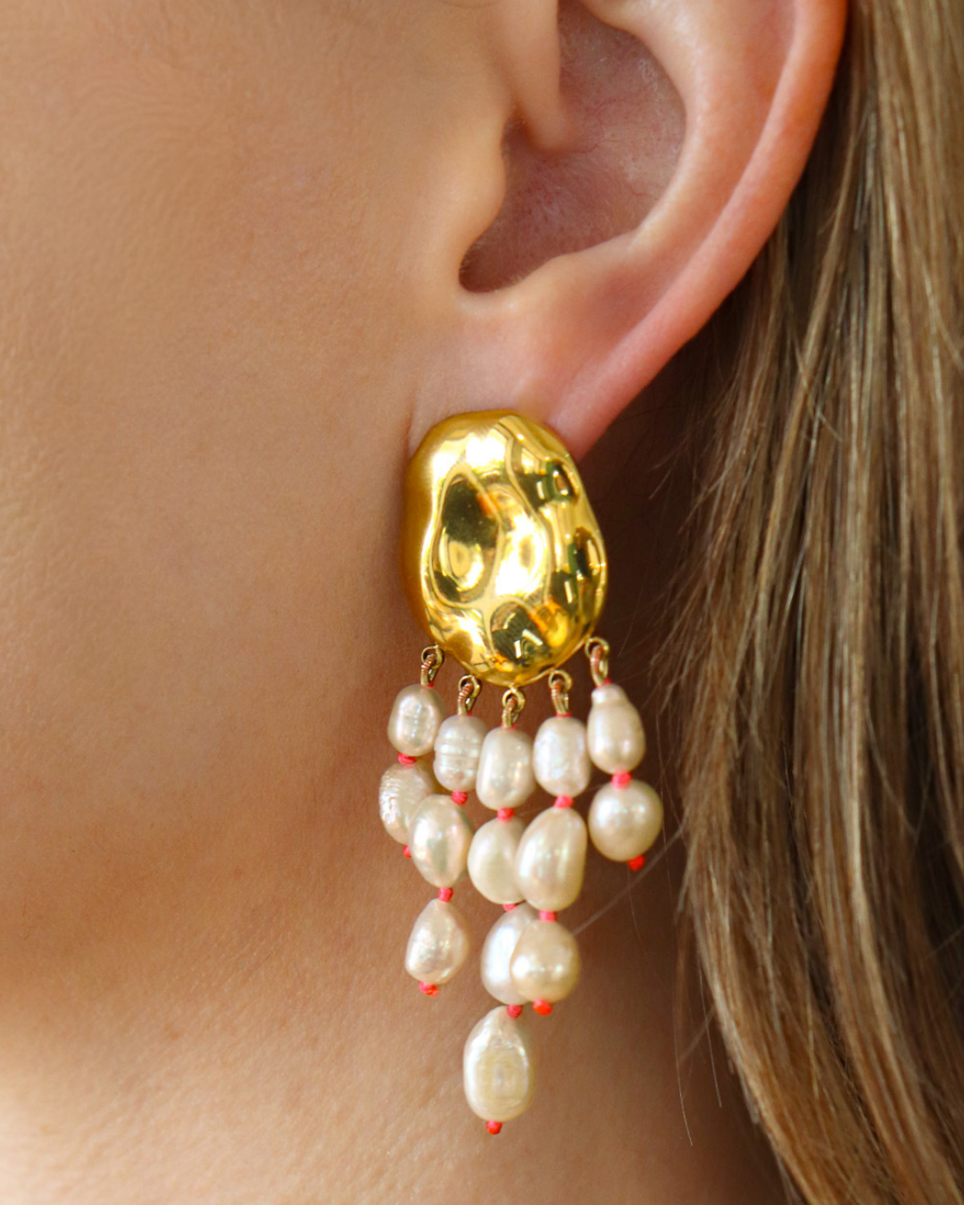 Gold & Freshwater Pearl Chandelier Earrings