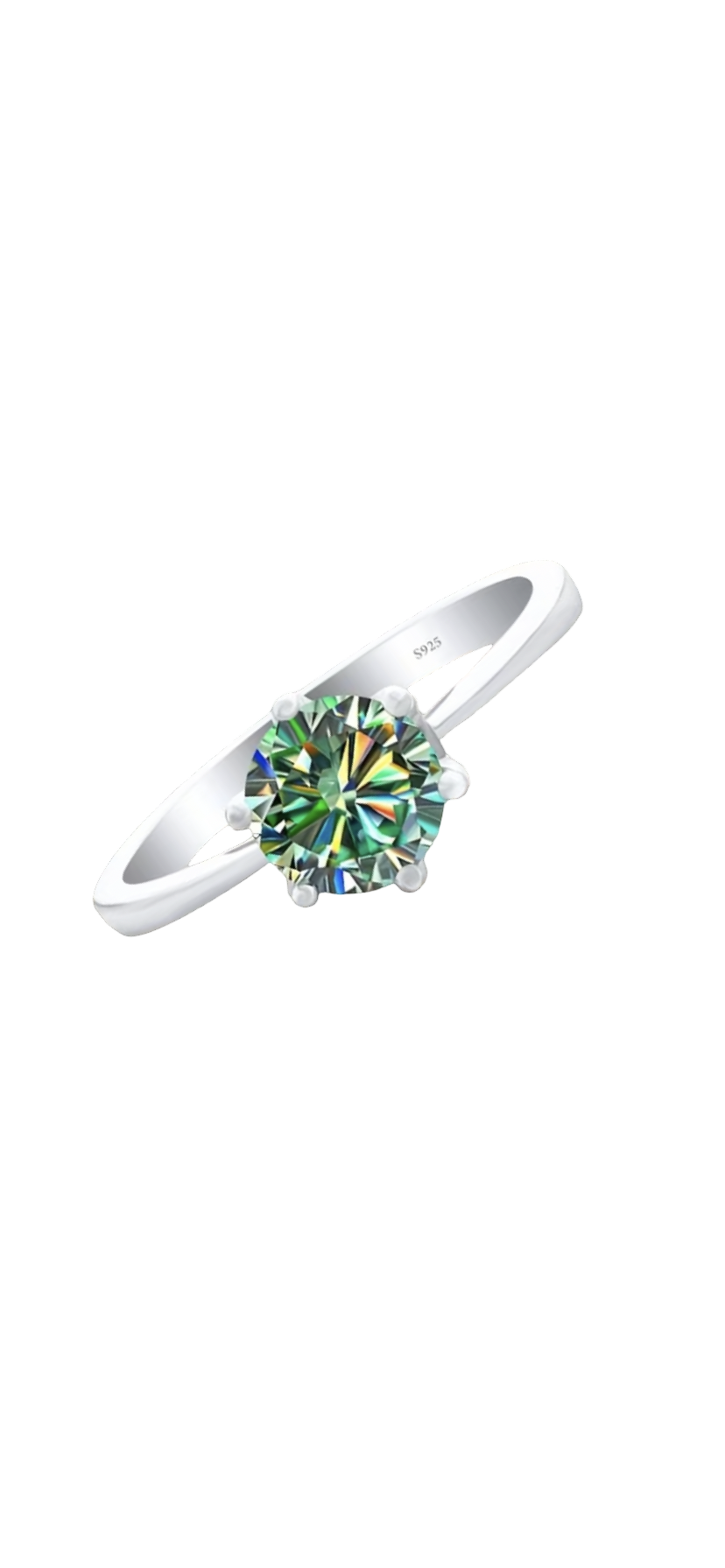 Green Moissanite Solitaire Ring