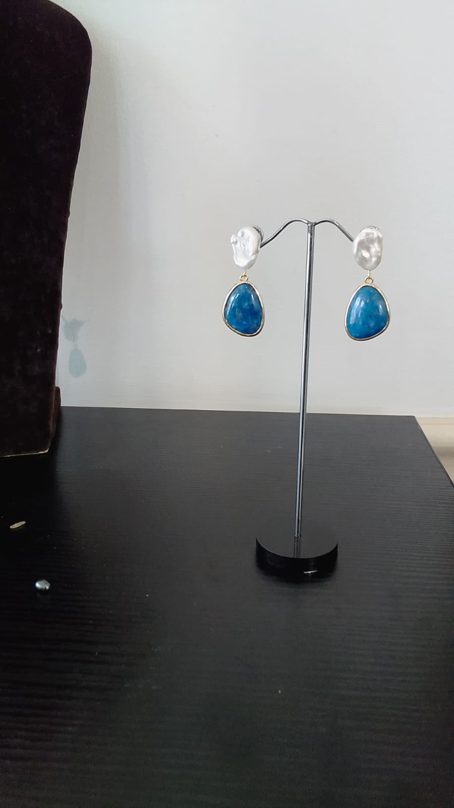 Lapis Lazulli & Baroque Pearl Drop Earrings