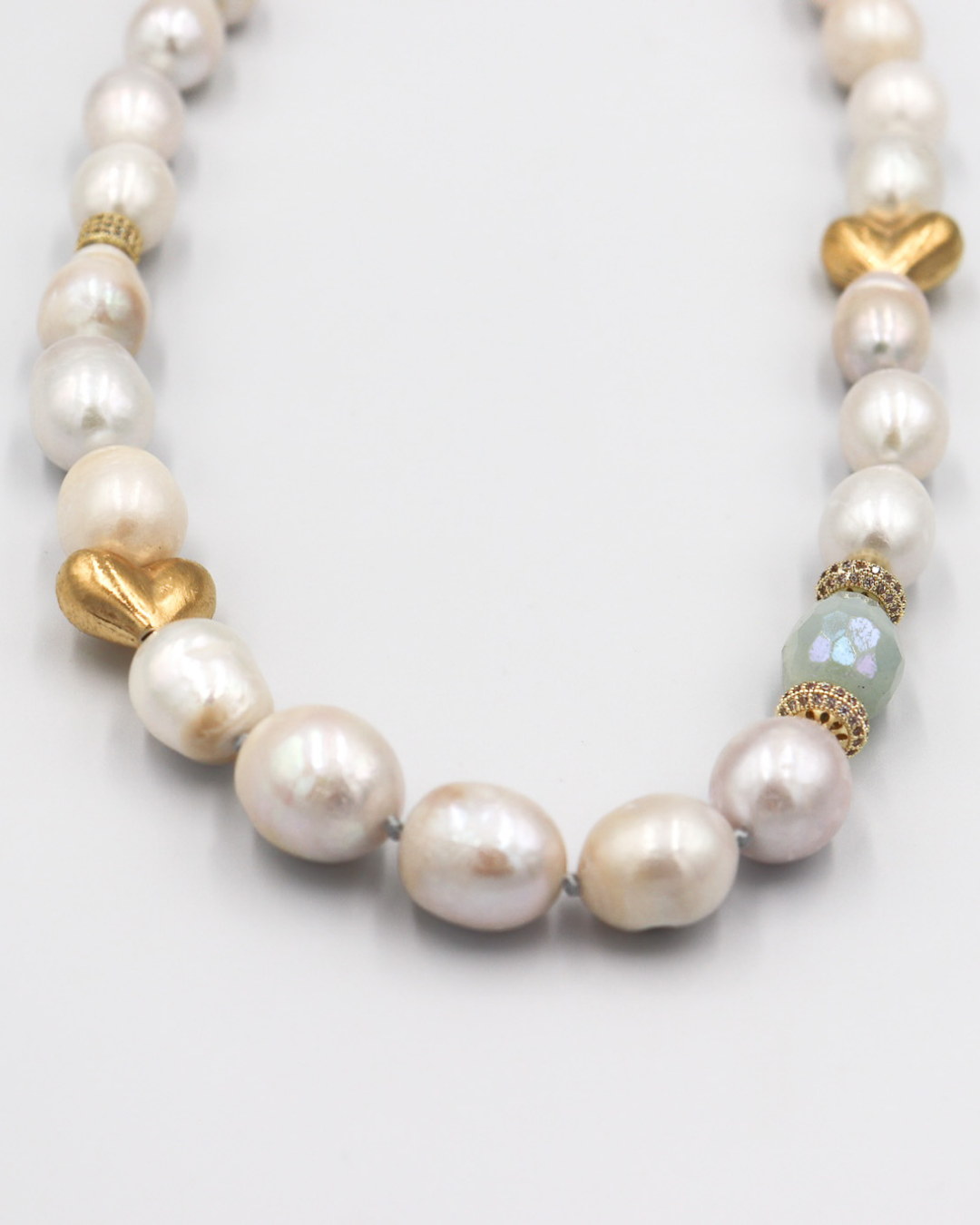 Pearl & Gold Heart Necklace