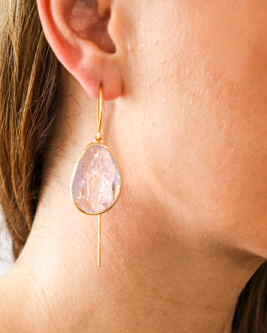 Amethyst Slice Drop Earrings
