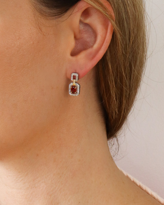 Garnet & Crystal Pavé Drop Earrings