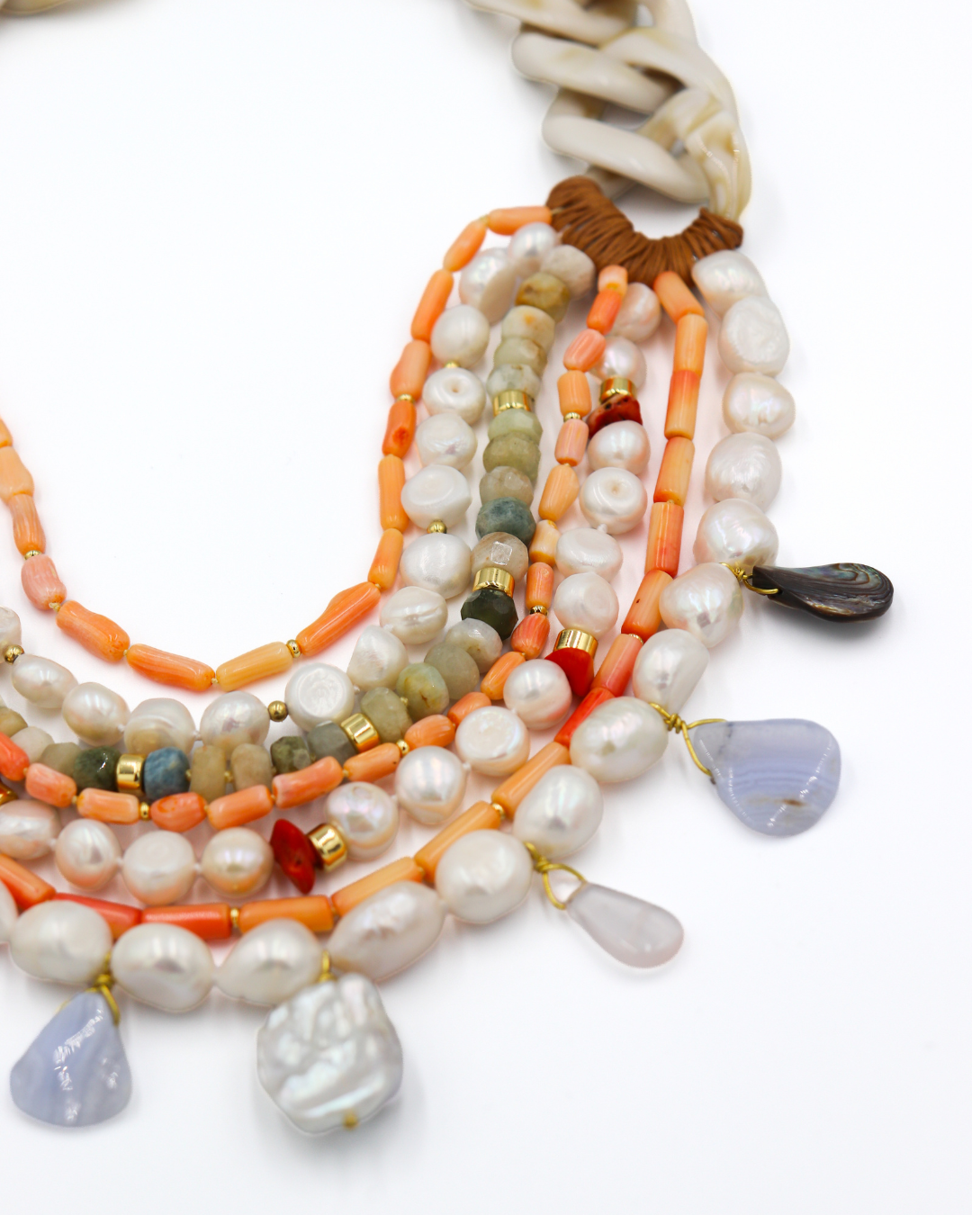 Statement Freshwater Pearl, Coral & Gemstone Necklace