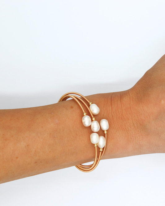 Freshwater Pearl Gold Coil Bracelet