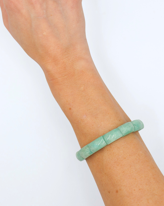 Amazonite Tube Bead Stretch Bracelet