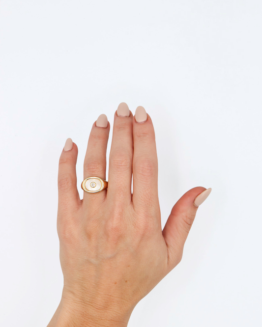 Mother of Pearl Oval Signet Ring