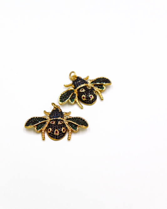 Crystal Bee Charm Hoop Earrings