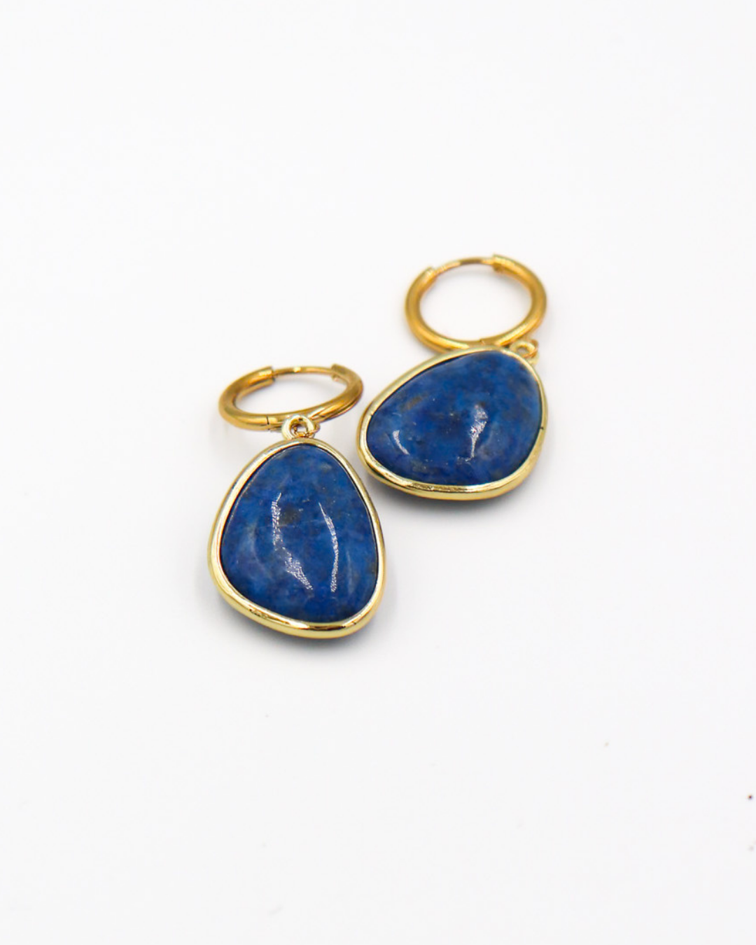 Blue Kyanite Huggie Hoop Drop Earrings