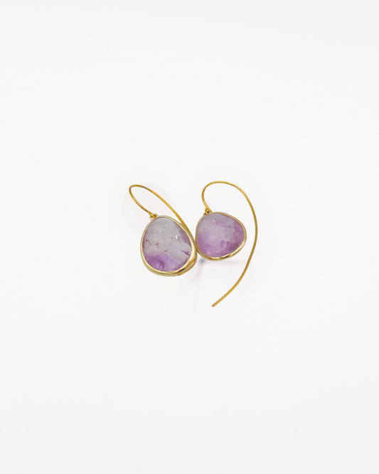 Amethyst Slice Drop Earrings