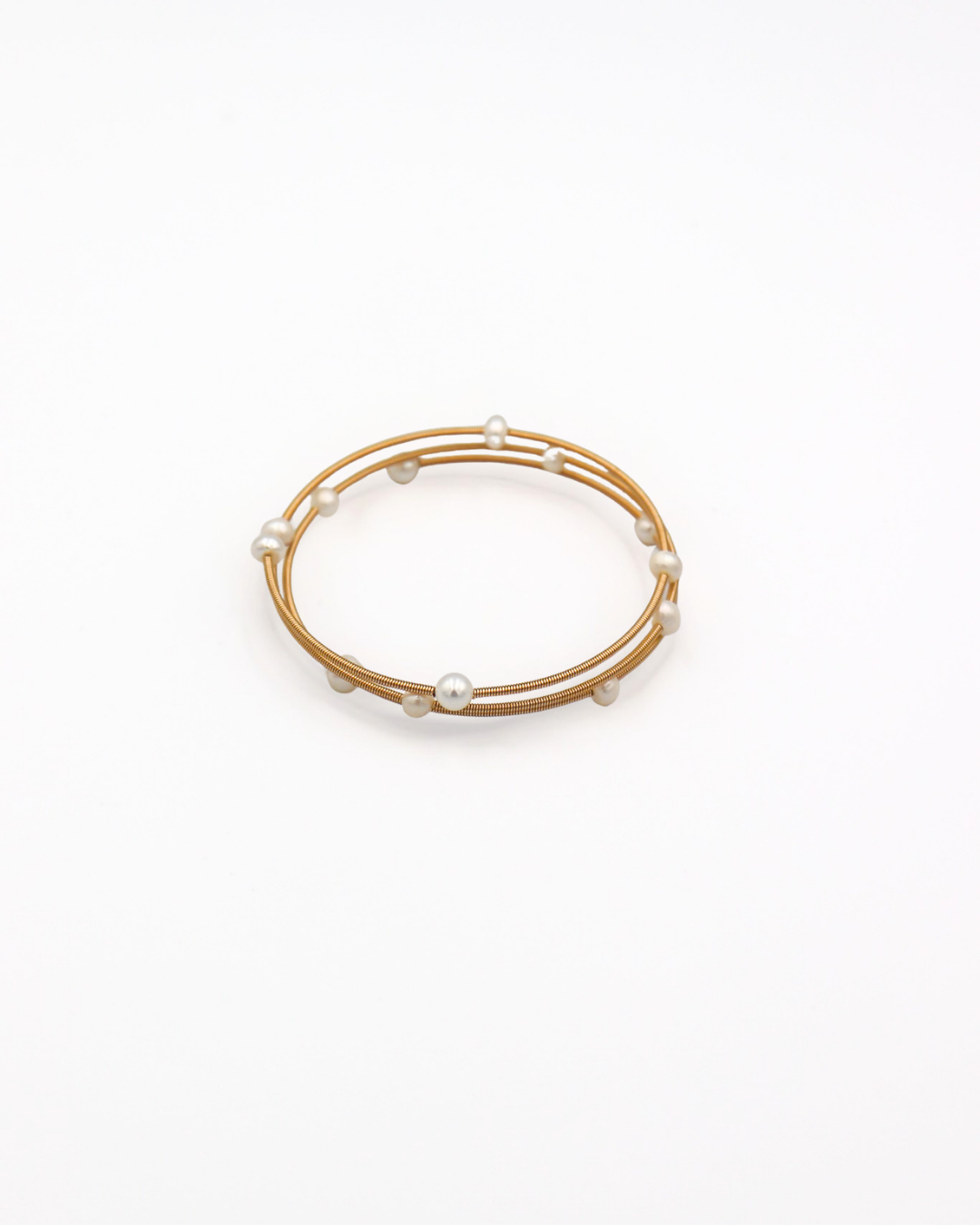 Freshwater Pearl Gold Coil Bracelet (adjustable)
