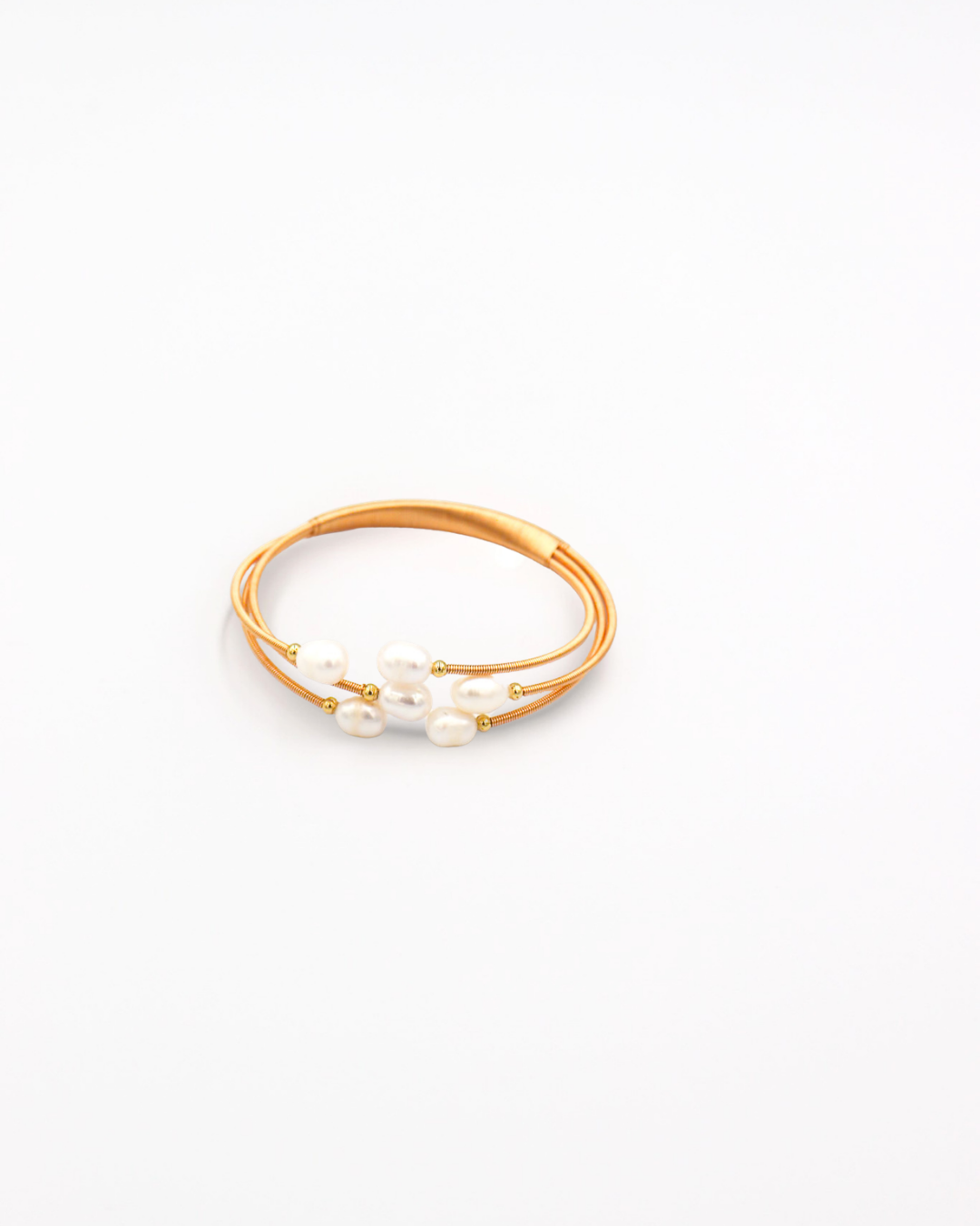 Freshwater Pearl Gold Coil Bracelet