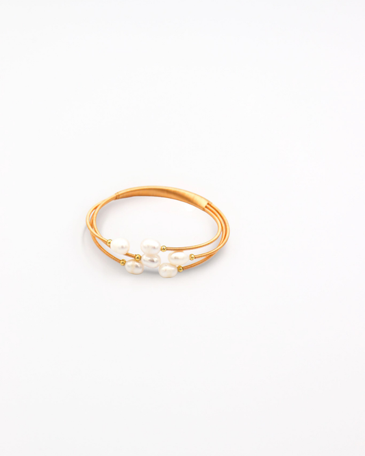 Freshwater Pearl Gold Coil Bracelet