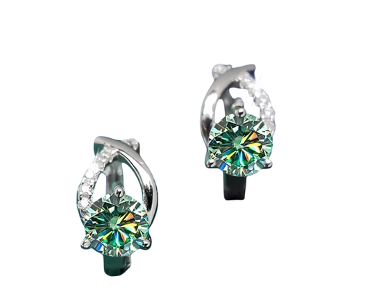 Green Moissanite Open Hoop Earrings