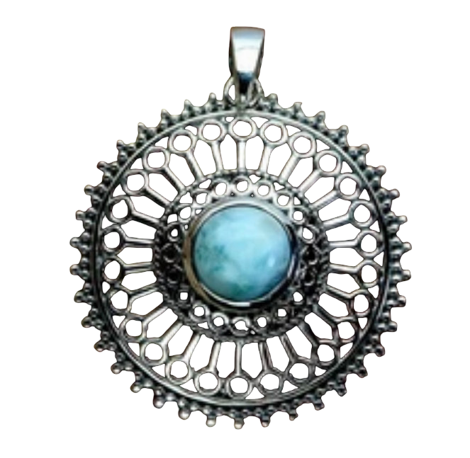 Larimar Mandala Filigree Pendant
