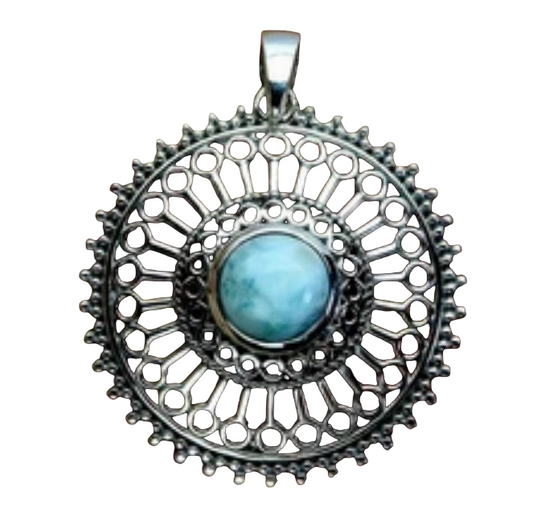 Larimar Mandala Filigree Pendant
