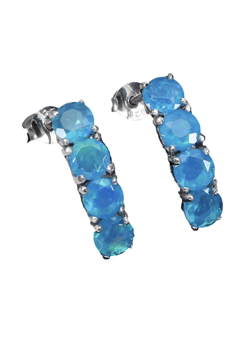 Blue Topaz Five-Stone Bar Earrings