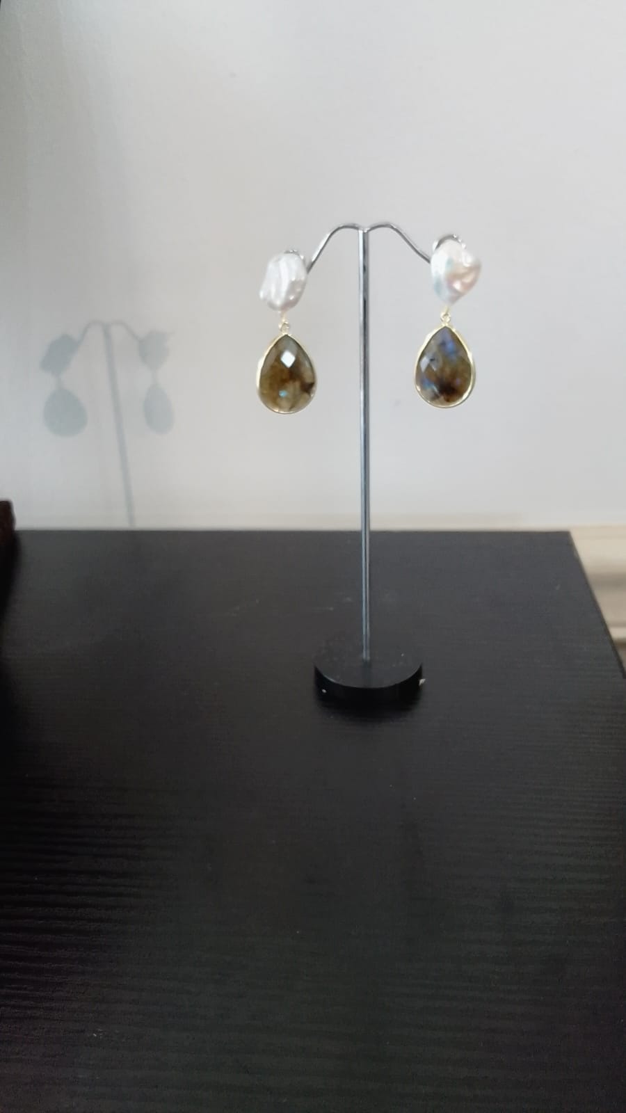 Baroque Pearl and Smokey Quartz Earring